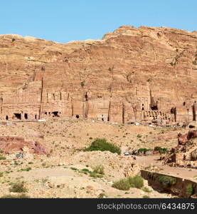 tomb in the antique site of petra in jordan the beautiful wonder of the world