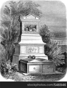 Tomb of Count Lavalette, vintage engraved illustration. Magasin Pittoresque 1861.