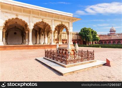 Tomb Of John Russell Colvin and Diwan-I-Am in Agra Fort, India.. Tomb Of John Russell Colvin and Diwan-I-Am in Agra Fort, India