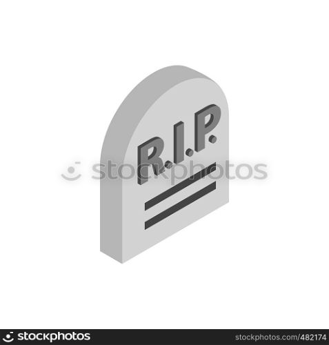 Tombstone with RIP isometric 3d icon on a white background. Tombstone with RIP isometric 3d icon