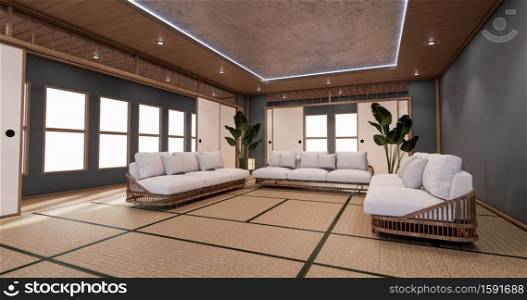 Tone Dark Ryokan interior, The room is a traditional Japanese style that is hard to find.3d rendering