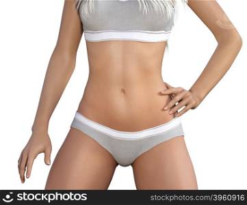 Toned Body of a Young Blonde Woman With Focus on Stomach