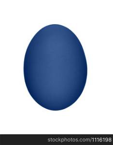 Toned in classic Blue color Chicken Egg isolated on white background. Easter egg.. Toned in classic Blue color Chicken Egg isolated on white background.