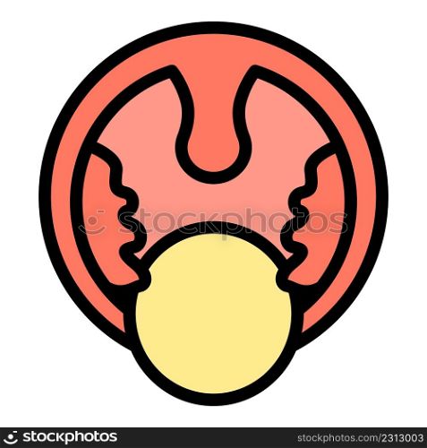 Tonsillitis mouth icon. Outline tonsillitis mouth vector icon color flat isolated. Tonsillitis mouth icon color outline vector