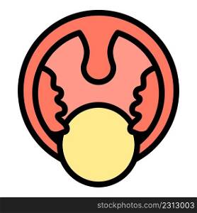 Tonsillitis mouth icon. Outline tonsillitis mouth vector icon color flat isolated. Tonsillitis mouth icon color outline vector