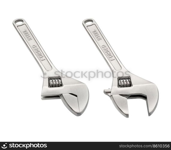Tools: adjustable wrench, isolated on white background. Adjustable wrench