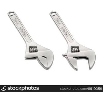 Tools: adjustable wrench, isolated on white background. Adjustable wrench