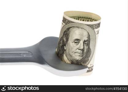 tools and bills of u.s. dollar currency
