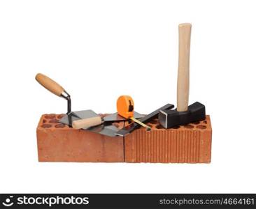 Tools and material for construction isolated on white background