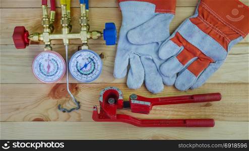 Tools for HVAC. manometers measuring equipment for filling air conditioners