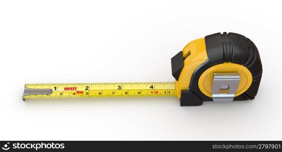 Tools. Measure tape on white background. 3d