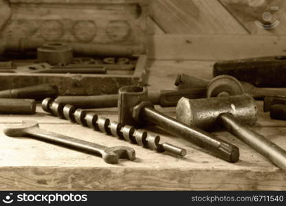 Tools on a wooden table