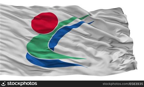 Toon City Flag, Country Japan, Ehime Prefecture, Isolated On White Background. Toon City Flag, Japan, Ehime Prefecture, Isolated On White Background