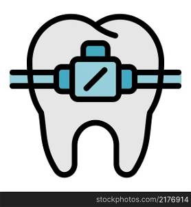 Tooth bracket icon. Outline tooth bracket vector icon color flat isolated. Tooth bracket icon color outline vector