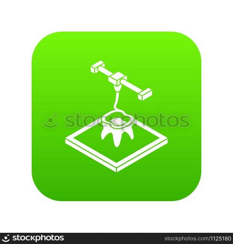 Tooth d printing icon green vector isolated on white background. Tooth d printing icon green vector