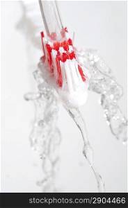 Toothbrush in a water splash