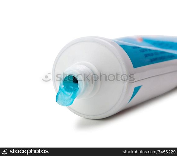 toothpaste squeezed from a tube isolated on white background