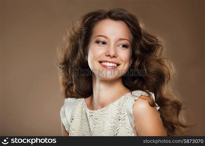 Toothy Smile. Portrait of Happy Lovely Brunette