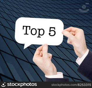 Top 5 written in a speechbubble