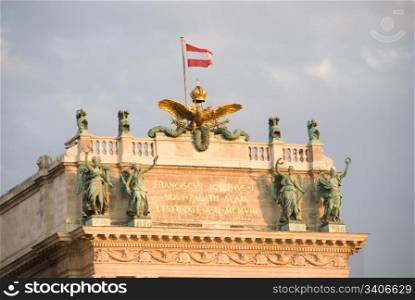 Top decoration of the entrance of Hofburg Palace in Vienna, Austria