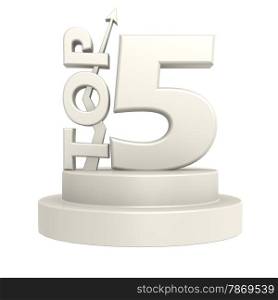 Top five white image with hi-res rendered artwork that could be used for any graphic design.. Top five white