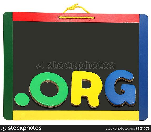 Top Level Domain Dot BIZ spelled out with wooden letters on chalkboard