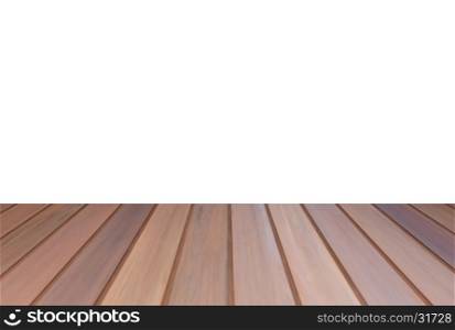 Top of brown wooden table or counter isolated on white background. For product display