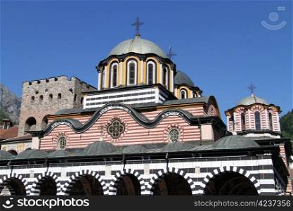Top of church in Rila monastery, Bulgaria