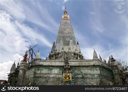 Top of mirror buddhist temple in Yangon, Myanmar