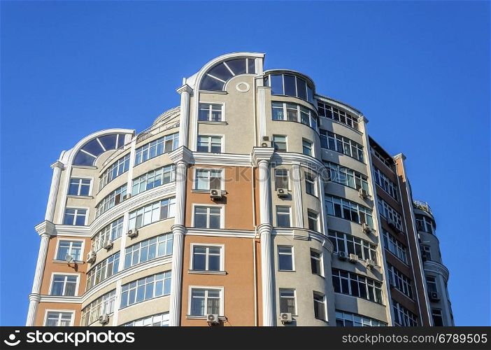 Top of of modern high-rise residential building in Odessa, Ukraine