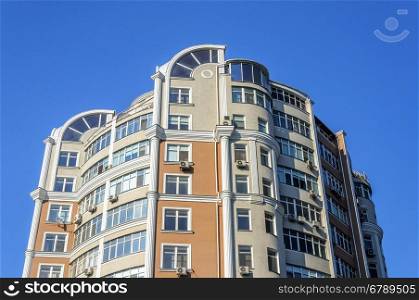 Top of of modern high-rise residential building in Odessa, Ukraine