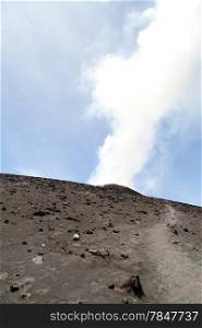 Top of volcano Krakatau in Indonesia