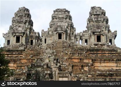 Top part of temple Phnom Bakheng, Angkor, Cambodia