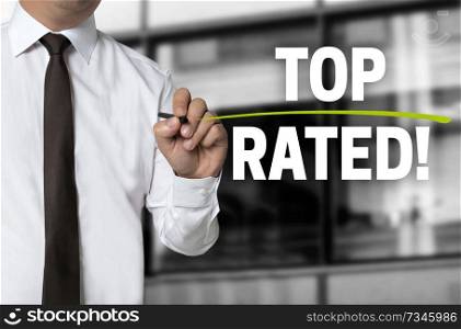 Top rated written by businessman background concept.. Top rated written by businessman background concept