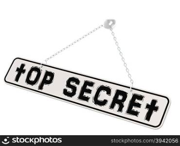 Top secret word on white banner and isolated. Privacy policy banner