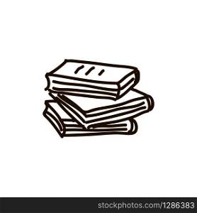 top stack books. cartoon ink pen Icon sketch style Vector illustration for web logo. Vector Illustration of top stack books.