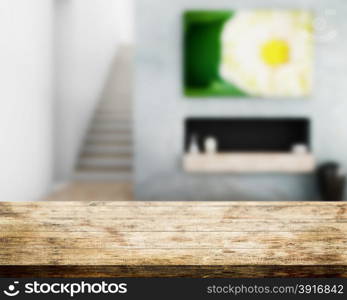 Top table wood and hall interior background