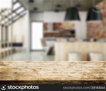 Top table wood and kitchen room background