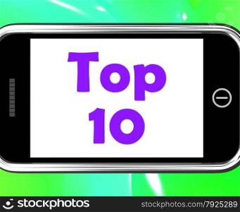 . Top Ten On Phone Showing Best Ranking Or Rating