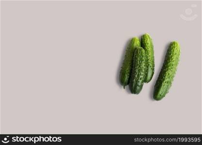 Top up up view fresh cucumbers isolated on grey background. suitable for your design project.