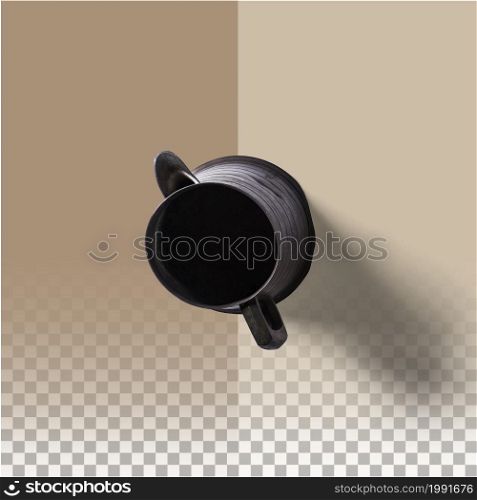 Top up view an antique water jug isolated
