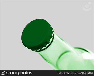 Top up view empty beer bottle isolated on white. oktoberfest concept.