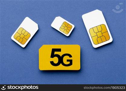 top view 5g sim cards. Beautiful photo. top view 5g sim cards