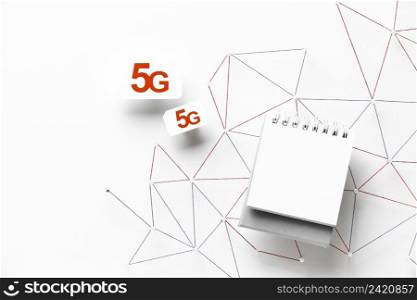top view 5g sim cards with smartphone internet communication network