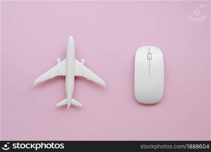 top view airplane beside mouse. Resolution and high quality beautiful photo. top view airplane beside mouse. High quality and resolution beautiful photo concept