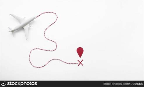 top view airplane with destination mark. Resolution and high quality beautiful photo. top view airplane with destination mark. High quality and resolution beautiful photo concept
