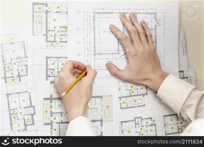 top view architect making house project
