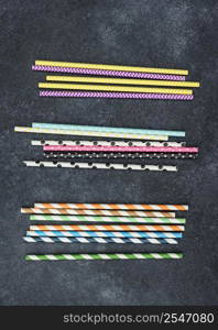 top view arranged paper straws