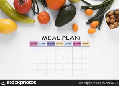 top view arrangement meal plan