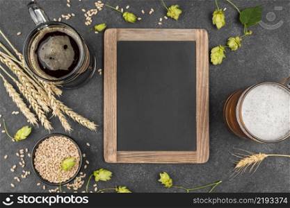 top view arrangement with beer frame